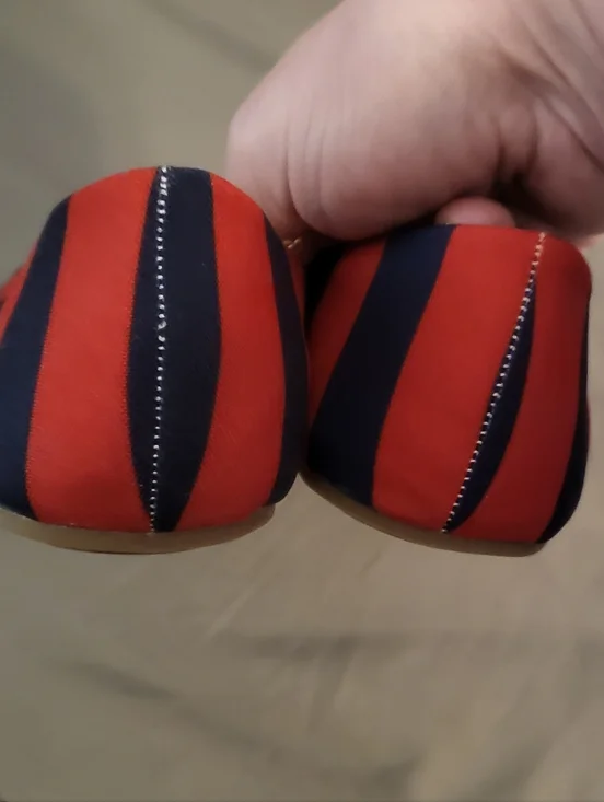 NWOT Red and Navy Striped Women’s Ballet Flats - Picture 5 of 7